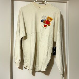 NWT Spirit Jersey Air Mail Cream Sweatshirt with Teddy Bear Patch